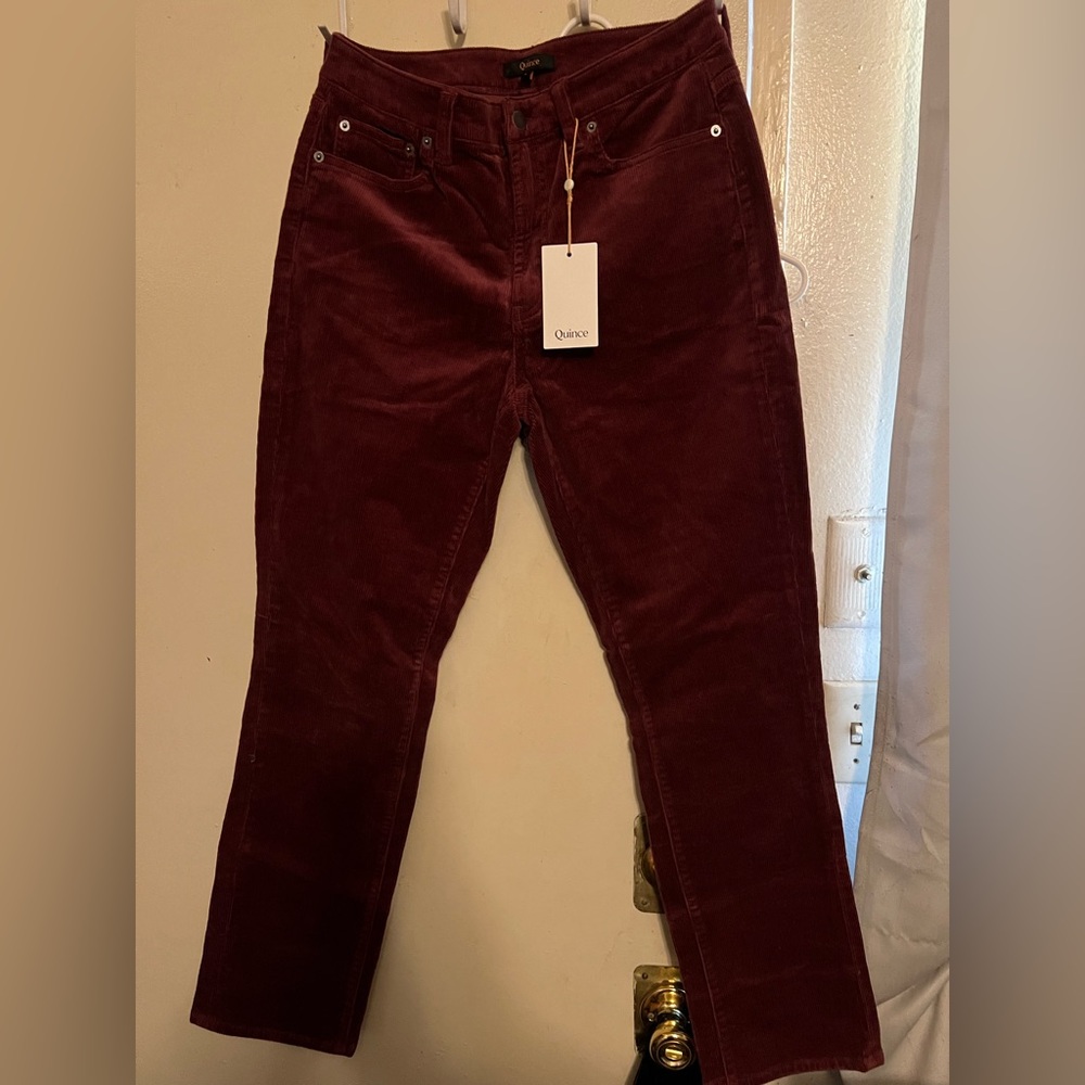 Quince Deep Red Corduroy Trousers